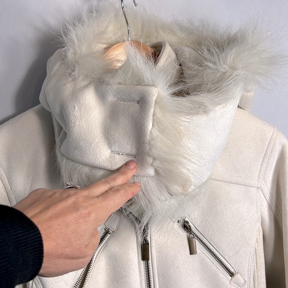 Bandolino Hooded Jacket with Faux Fur/Suede in Cream size S NWOT - Picture 9 of 16